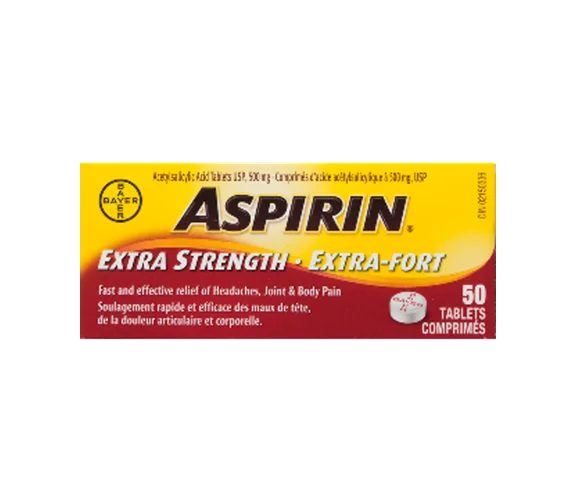 Aspirin Extra Strength 500 mg Tablets (50 Count)