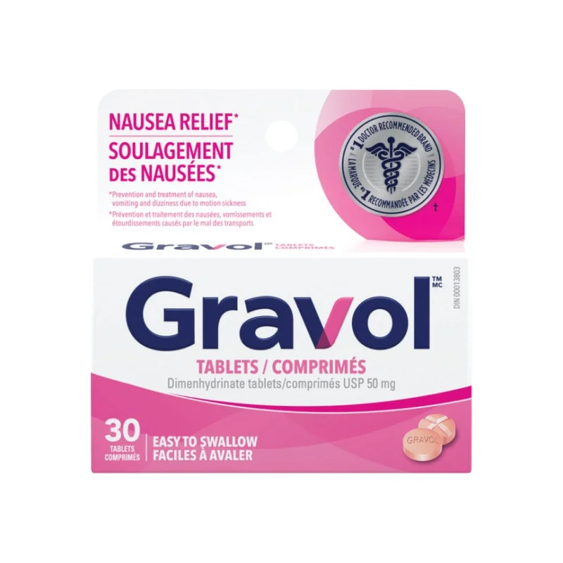 Gravol 50mg Adults Dimenhydrinate Filmkote Tablets