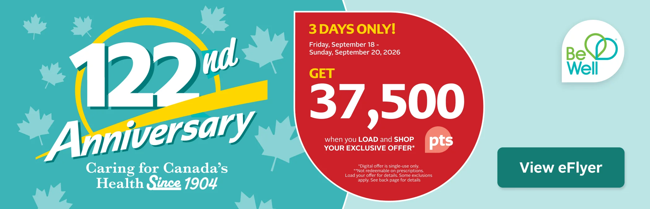 Anniversary Event. 3 Days Only! Get 37,500 points when you load and shop. Offer valid September 18 to September 20.
