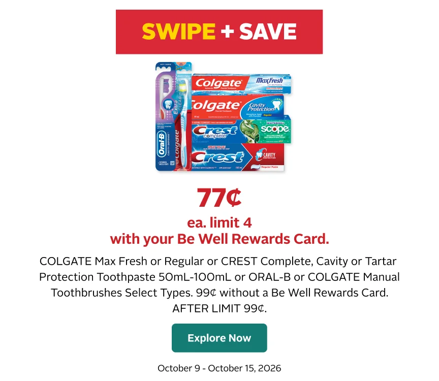 COLGATE PRODUCTS ON SALE FOR .77