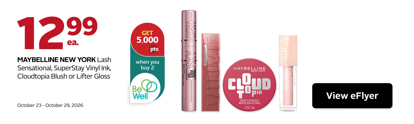 Maybelline New York on sale for 12.99 from October 23 to 29, 2026.