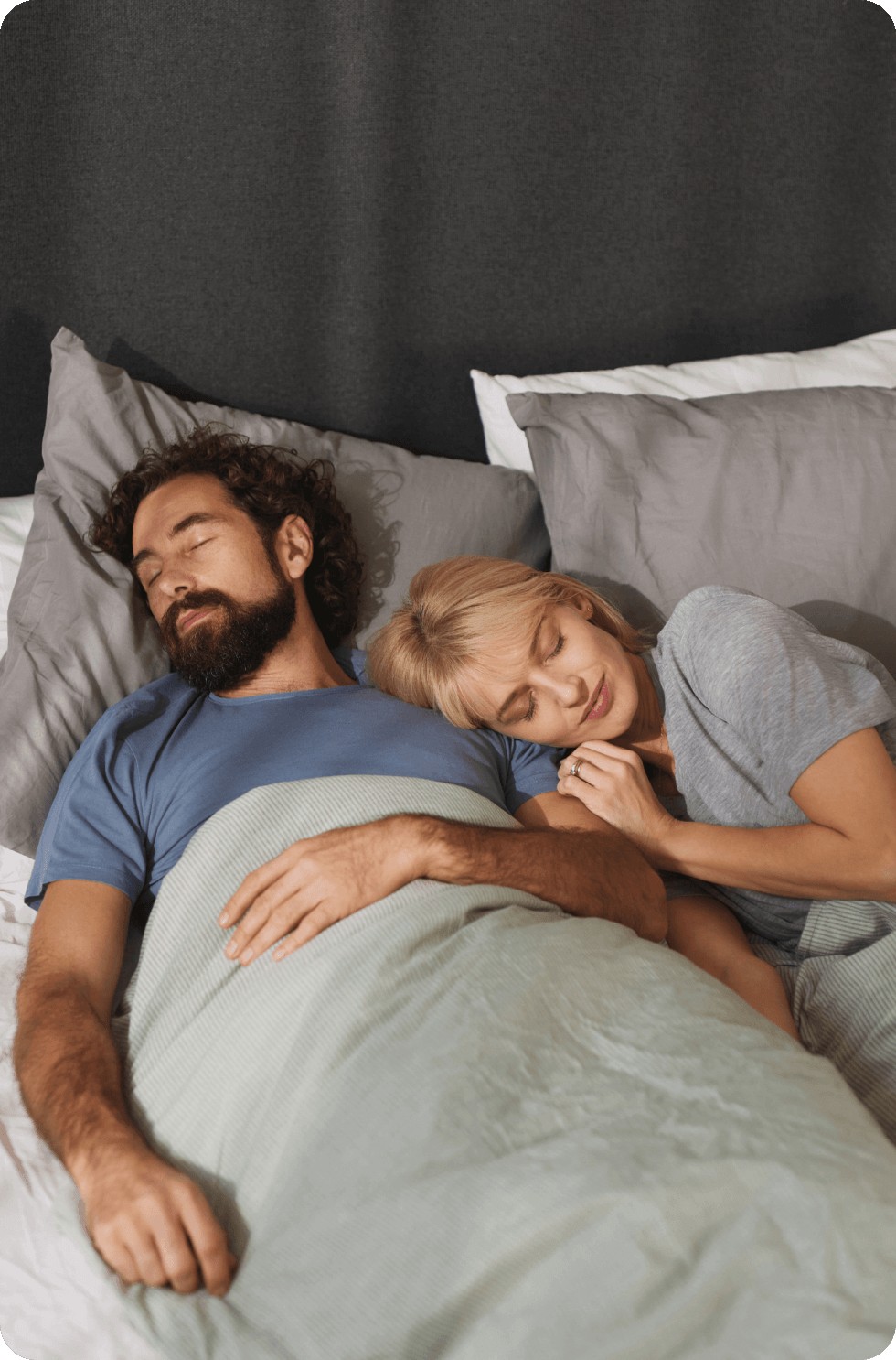 Person waking up refreshed after a good night's sleep